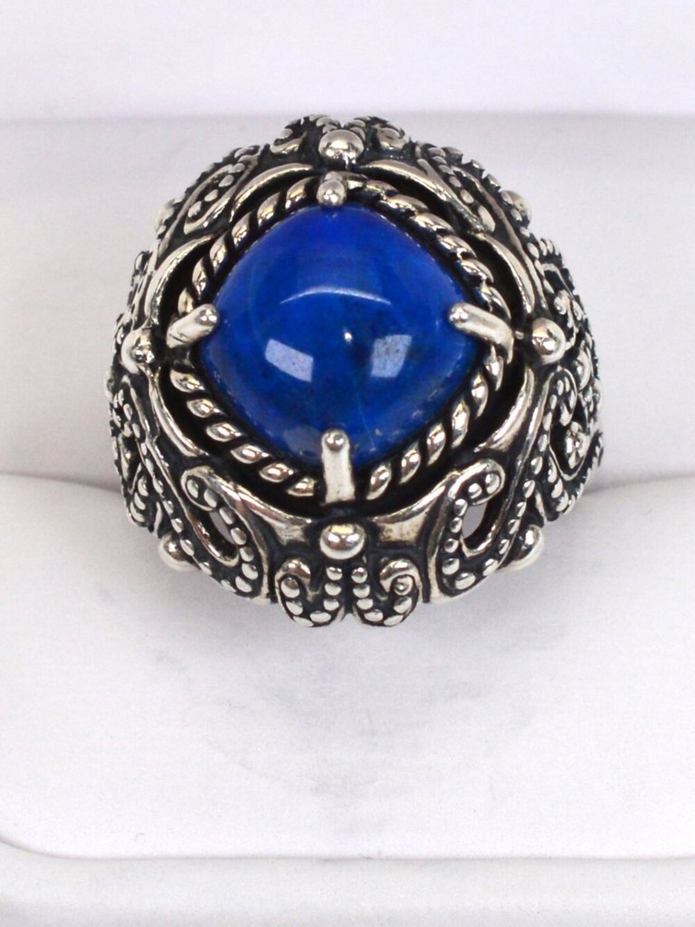 Sterling Silver Lapis Statement Ring by Carolyn Pollack Relios Size 8.25
